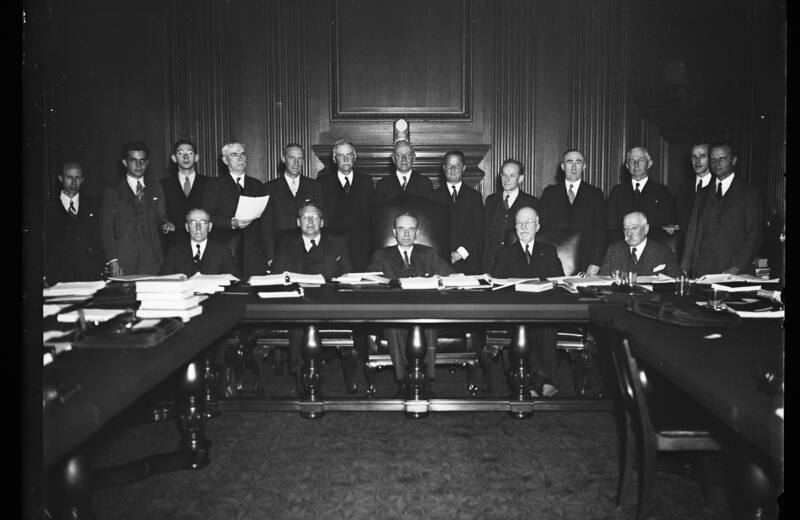 The first photograph taken inside the new United States Supreme Court building, 1935